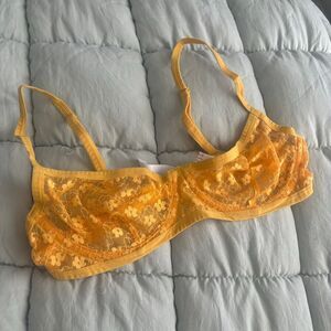Urban Outfitters Yellow Floral Lace Bra 32C